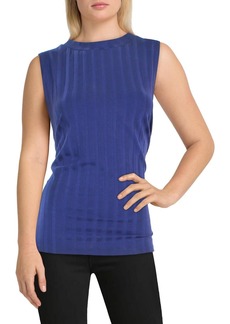 Eileen Fisher Womens Ribbed Stretch Mockneck Tank Top