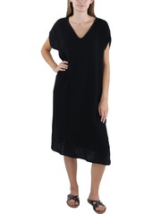 Eileen Fisher Womens Side Slit Organic Cotton Midi Dress