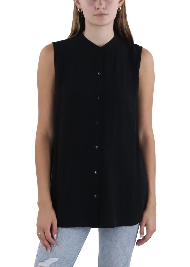 Eileen Fisher Womens Silk Button-Down Top