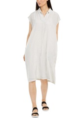 Eileen Fisher Womens Silk Midi Shirtdress