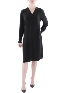 Eileen Fisher Womens Silk V-Neck Shift Dress
