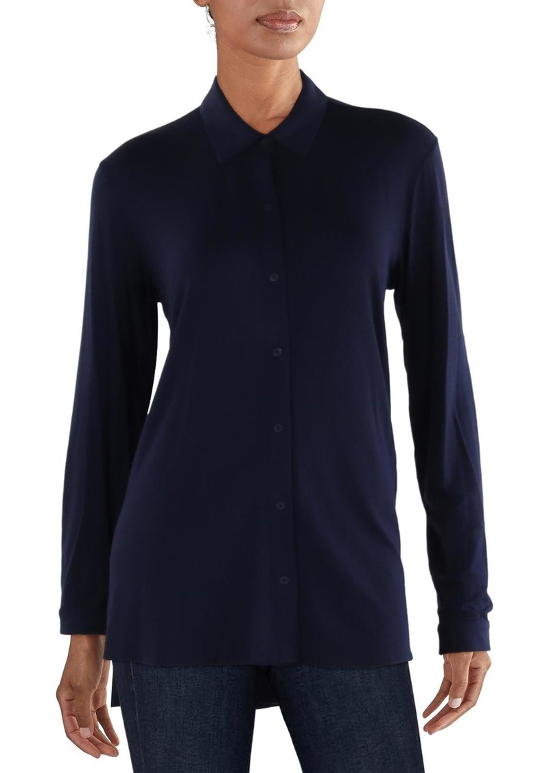 Eileen Fisher Womens Solid Collar Button-Down Top