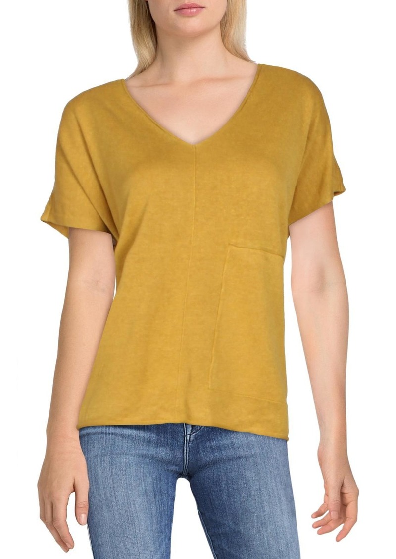 Eileen Fisher Womens V Neck Cap Sleeves Top