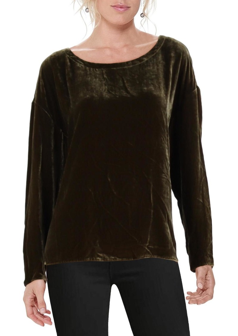 Eileen Fisher Womens Velvet Long Sleeve Pullover Top