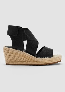 Eileen Fisher Women's Willow Wedge In Black Tumbled Leather