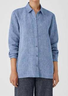 Eileen Fisher Yarn-Dyed Handkerchief Organic Linen Shirt In Chambray