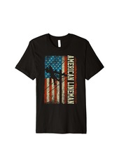 American flag Electric Cable Patriotic Electric Lineman Premium T-Shirt