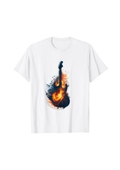 Electric burning Guitar with black Corpus Flames and Fire T-Shirt