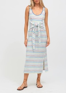 Electric & Rose Camron Pacific Stripe Tie Waist Terry Cloth Maxi Dress