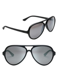 Electric Elsinore 55mm Polarized Aviator Sunglasses in Matte Black/Silver at Nordstrom