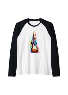 Electric Guitar for Metal Concerts and Festivals Raglan Baseball Tee
