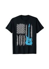 Electric Guitar US Flag Musician American Independence Day T-Shirt