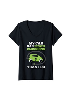 EV Electric Car Green Energy V-Neck T-Shirt