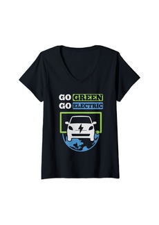 EV Electric Car Green Energy V-Neck T-Shirt