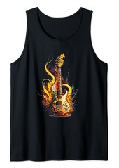 Electric Fiery Melody: A Guitar’s Passionate Dance with Flames Tank Top