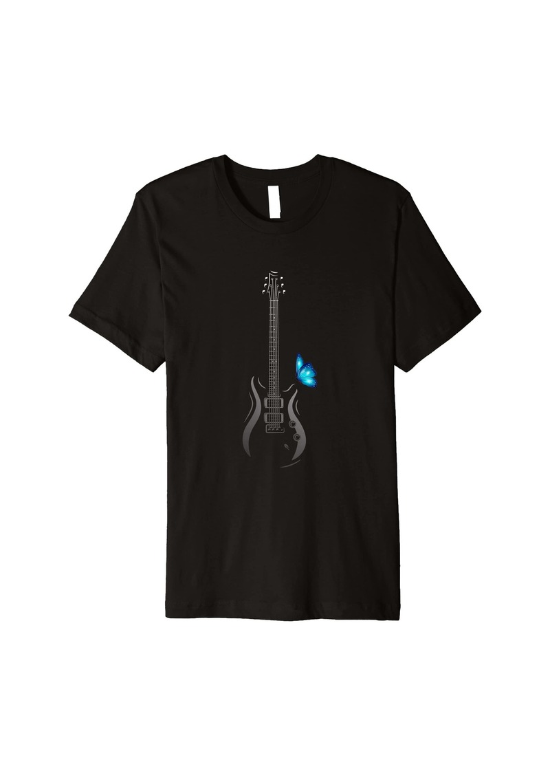 Guitar With Butterfly Electric Guitarist And Music Band Premium T-Shirt