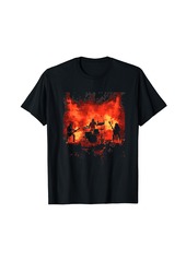 Electric Guitars Bass and Drums burning Band fire Performance Design T-Shirt