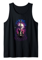 In the Glare of moon: Electric Guitar Fantasy Space Tank Top
