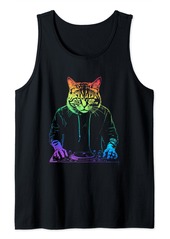 Electric Neo Cat DJ Funny Music Lover Kitty EDM Rave Party Product Tank Top