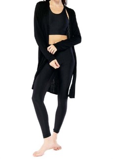 Electric Ribbed Slitted Cardigan In Black