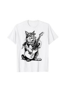 Rock Cat Playing Guitar Cat electric guitar Funny Guitar Cat T-Shirt