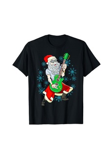 Santa Play Electric Guitar Rocks Christmas T-Shirt