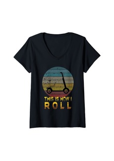 This Is How I Roll Vintage Electric Scooter Saying Gift V-Neck T-Shirt