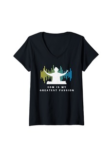Electric Womens EDM Passion DJ Sound Wave Music Enthusiast V-Neck T-Shirt