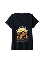 Womens Electric Bicycle E-Biking Biker Cyclist Retro Vintage Bike V-Neck T-Shirt
