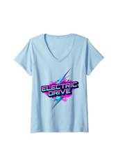 Womens Electric Drive Typ 2 Plug Supercharge E Cars EV Electric Car V-Neck T-Shirt