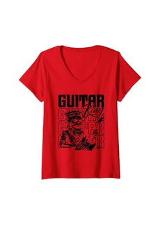 Womens Electric Guitar Guitarist - E Guitar King V-Neck T-Shirt