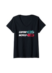 Womens Electric Guitar Guitarist - E Guitar On World Off V-Neck T-Shirt