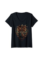Womens Electric Guitar Heartbeat: a Heart Shape Rock Style Design V-Neck T-Shirt