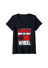 Womens Electric Unicycle Monowheel EUC Unicycling One Wheel Pun V-Neck T-Shirt