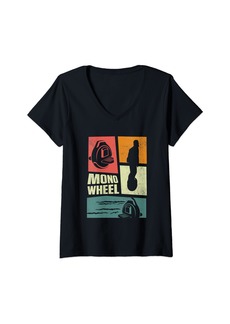 Womens Electric Unicycle Monowheel EUC Unicycling Silhouettes V-Neck T-Shirt