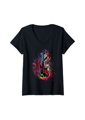 Womens Ethereal Muse: an Electric Guitar Band Design for Rock V-Neck T-Shirt