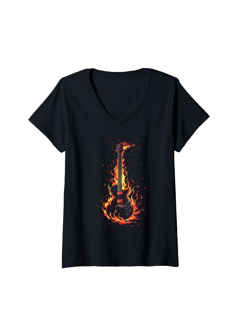 Electric Womens Guitar Guitars Player Guitarist V-Neck T-Shirt