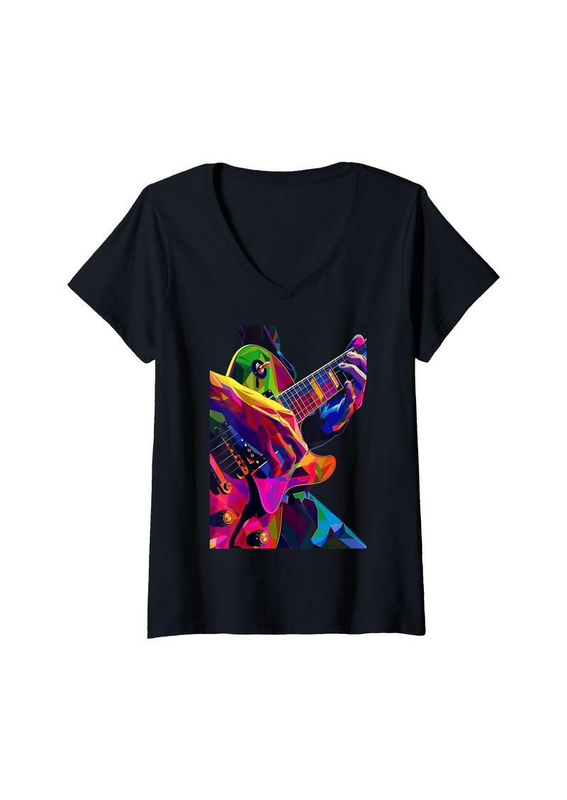 Electric Womens Guitar Guitars Player Guitarist V-Neck T-Shirt