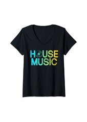 Electric Womens House Music EDM Rave DJ Electro Deep House Lover V-Neck T-Shirt