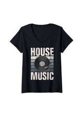Electric Womens House Music EDM Rave DJ Electro Deep House Lover V-Neck T-Shirt