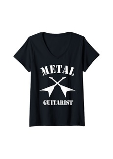 Electric Womens Metal Guitarist V-Neck T-Shirt