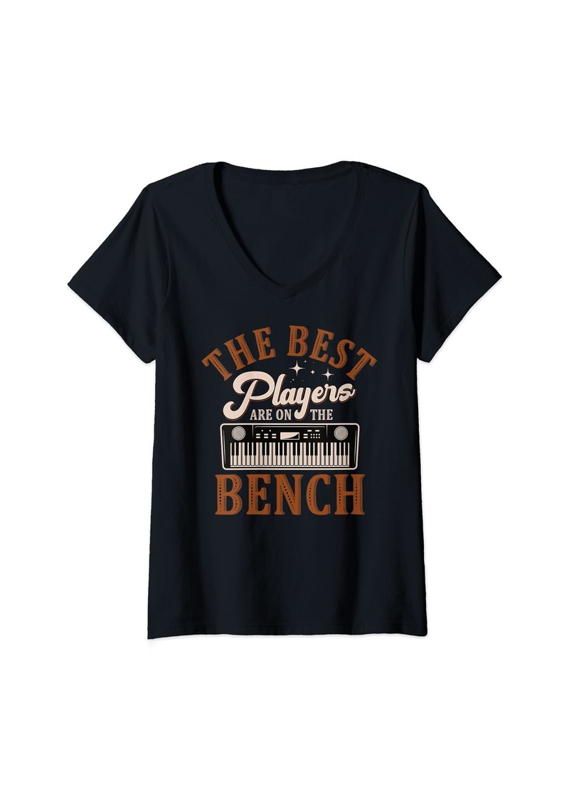 Electric Womens The Best Players Are On The Bench Piano Player Pianist V-Neck T-Shirt