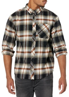 Element Men's Lumbar Classic Flannel Button Up Woven Top Lumber Plaid Black/DULLGOLD