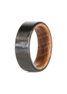 Element Ring Co. Whiskey Barrel Wood & Carbon Fiber Ring in Dark Grey at Nordstrom