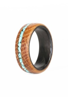 Element Ring Co. Whiskey Barrel Wood & Turquoise Ring in Dark Beige at Nordstrom