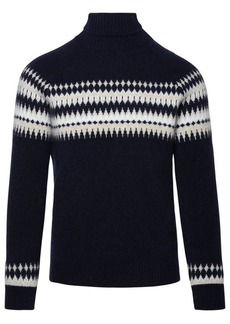 Eleventy Blue cachemire and silk turtleneck sweater
