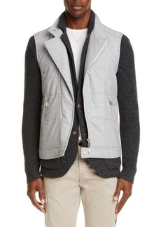Eleventy Asymmetrical Quilted Wool Blend Vest in Grey at Nordstrom