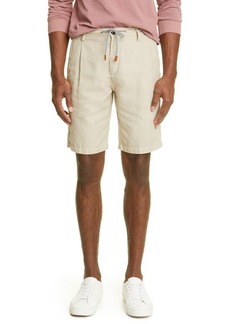 Eleventy Drawstring Cotton & Linen Bermuda Shorts in Taupe at Nordstrom