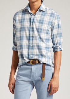 Eleventy Plaid Cotton Flannel Button-Up Shirt