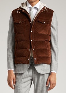 Eleventy Quilted Corduroy Vest with Removable Bib